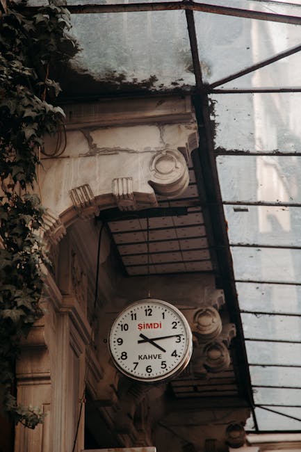 Station clock near simit shop